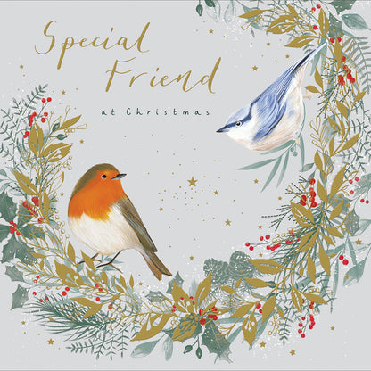 Special Friend At Christmas Festive Wreath Christmas Card