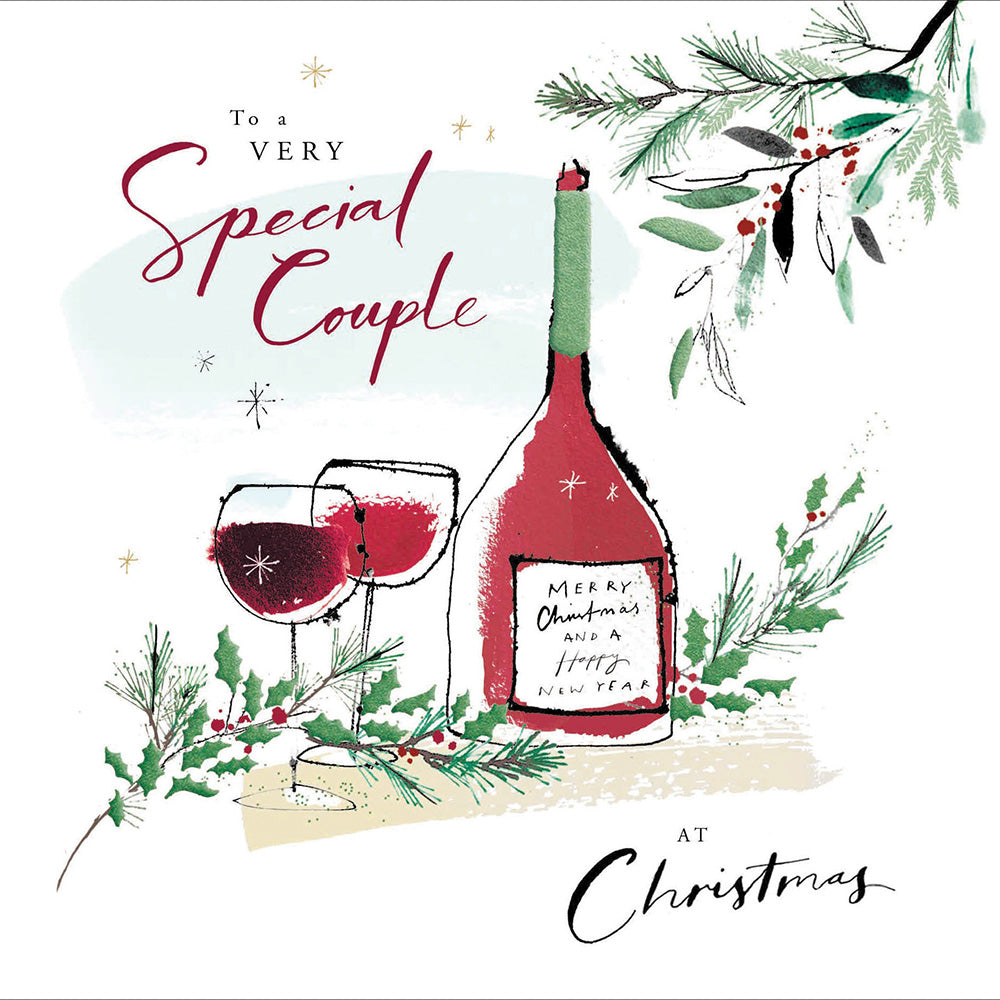 To A Very Special Couple Xmas Wine Festive  Christmas Card