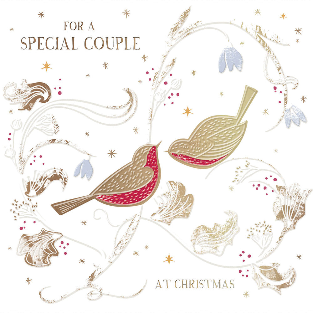 For A Special Couple Foiled Festive Robins Christmas Card