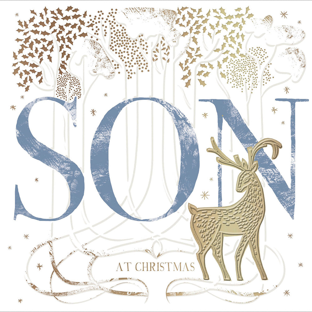 Son At Christmas GFestive Gold Foiled Deer Christmas Card