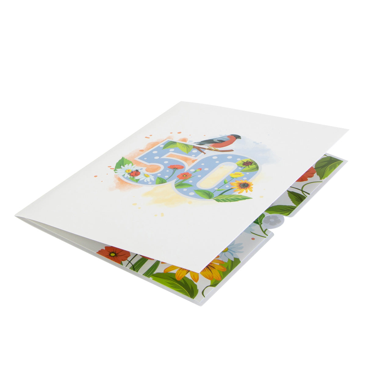 Floral 50th Birthday Pop Up Greeting Card