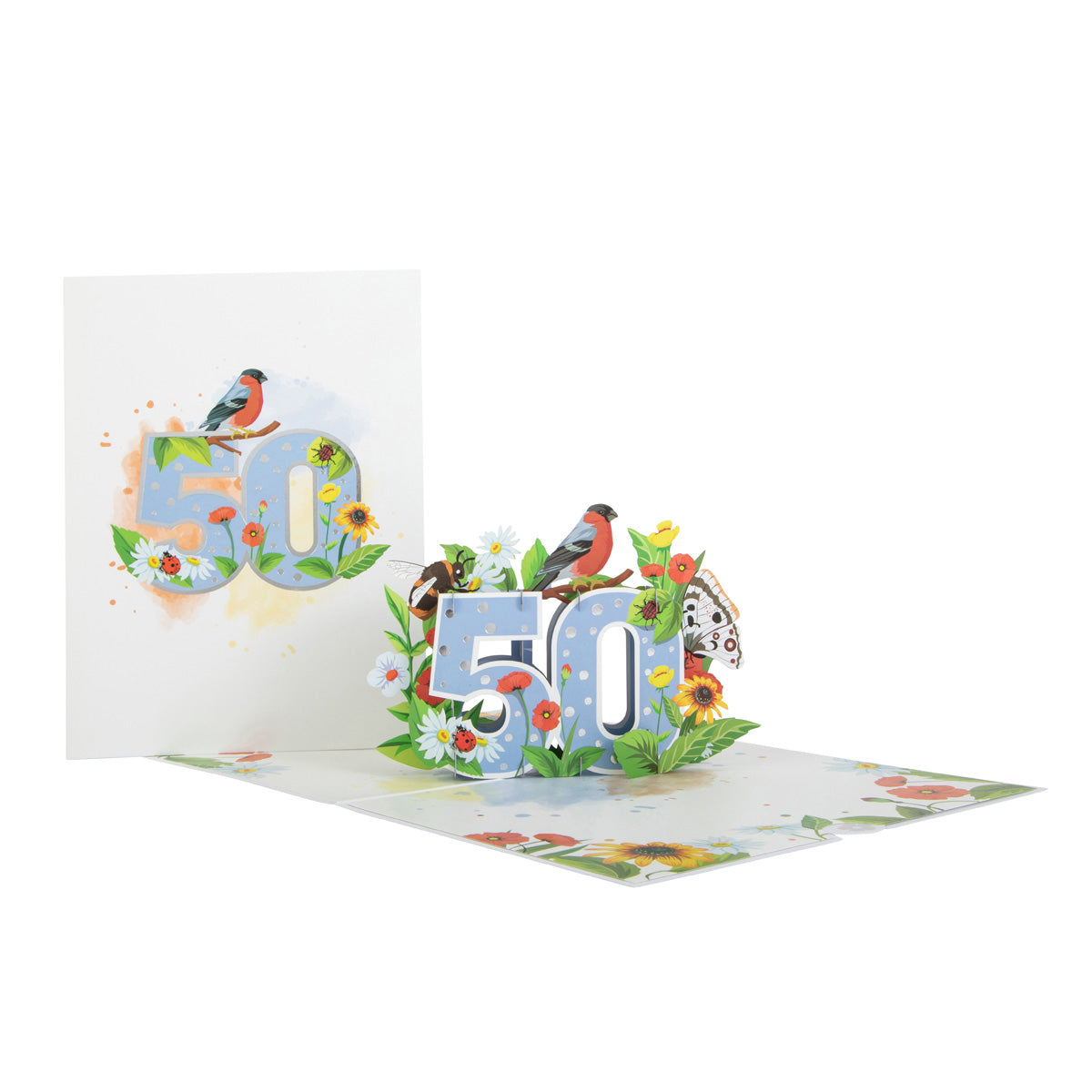 Floral 50th Birthday Pop Up Greeting Card