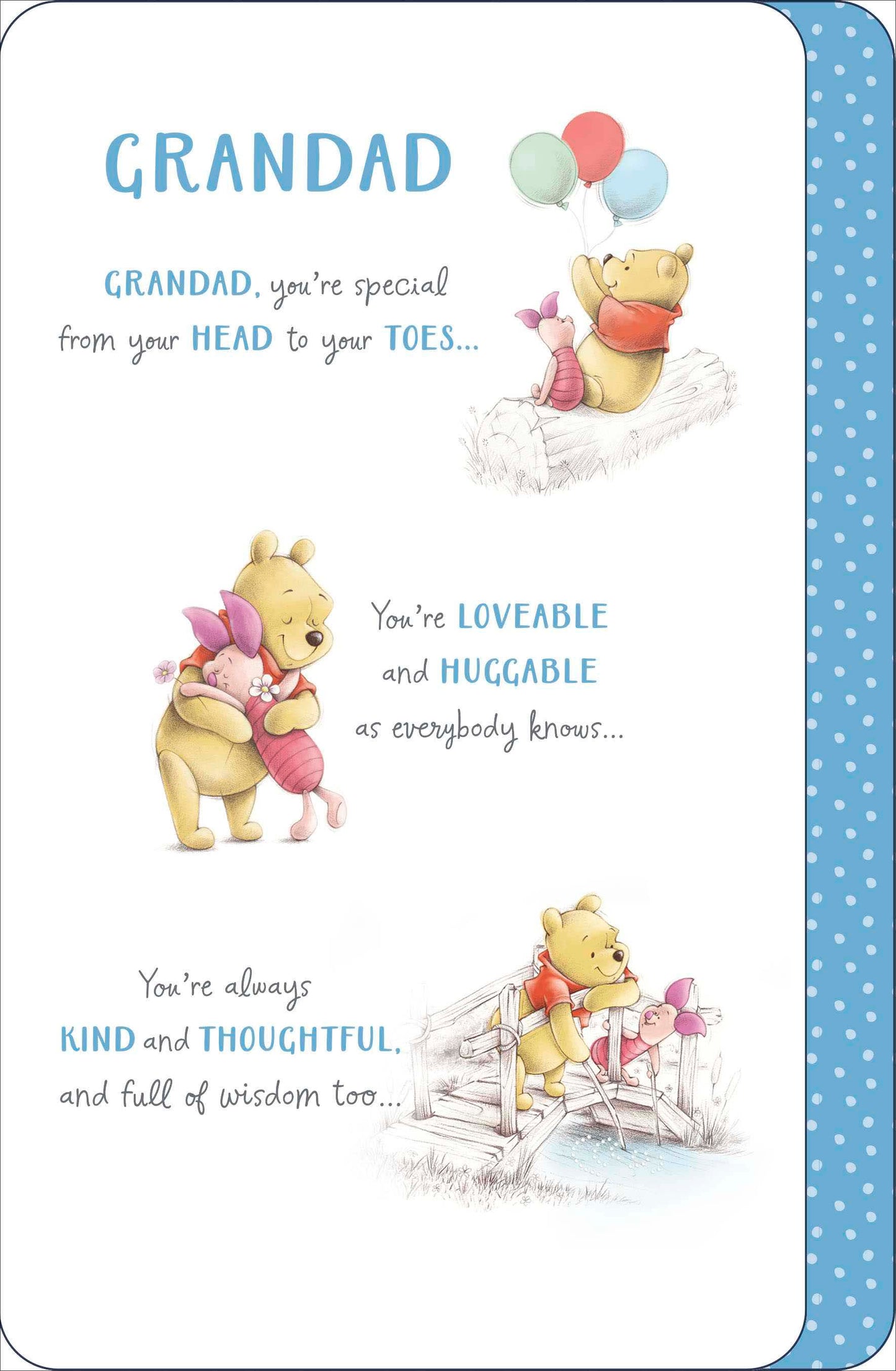 Disney Pooh Bear & Piglet Grandad Birthday Greeting Card