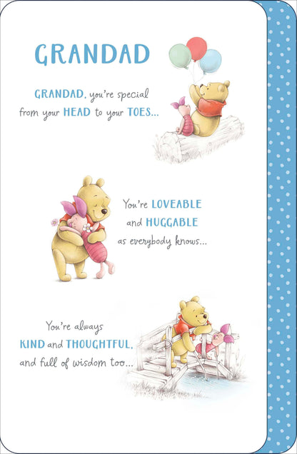 Disney Pooh Bear & Piglet Grandad Birthday Greeting Card