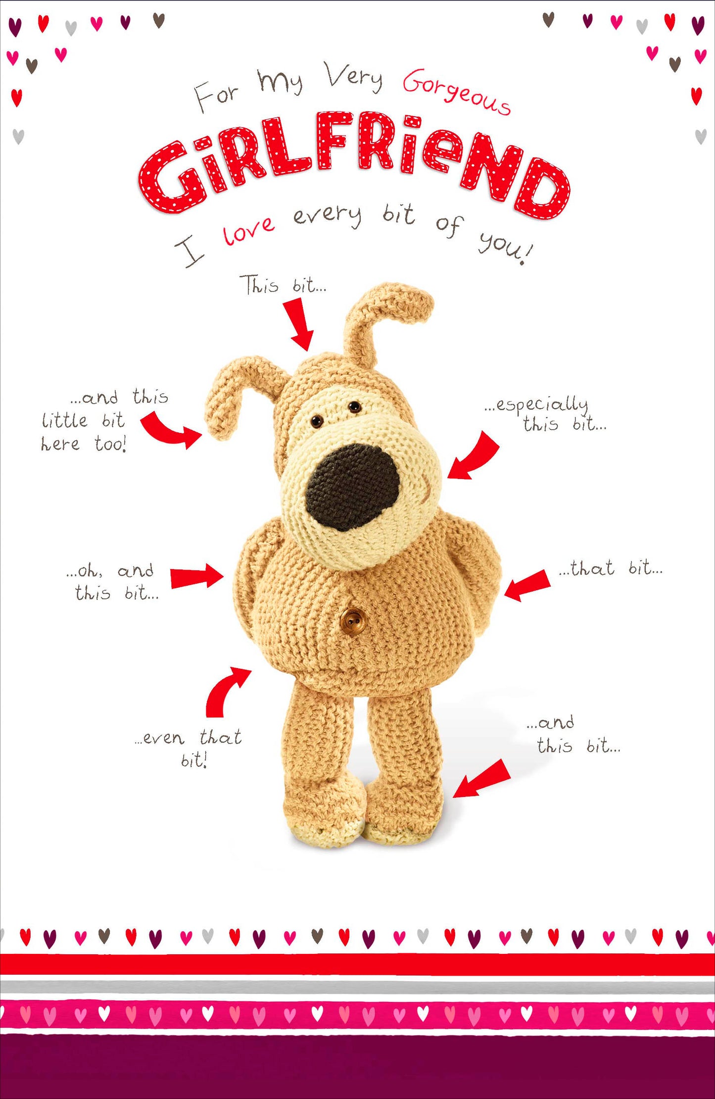 Boofle Girlfriend Valentine's Card I Love Every Bit Of You Greeting Card