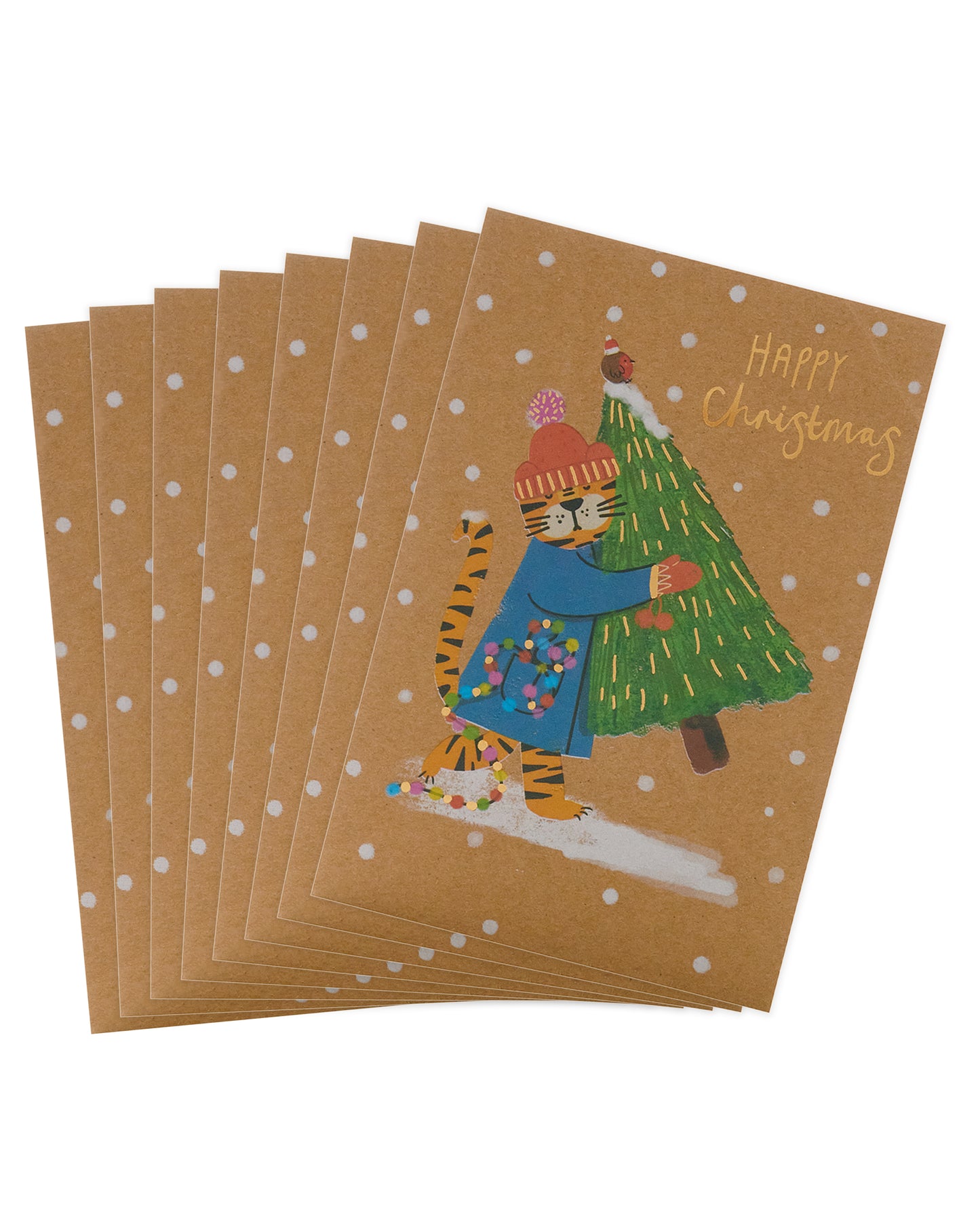 Box of 8 Festive Tiger Marie Curie Charity Christmas Cards