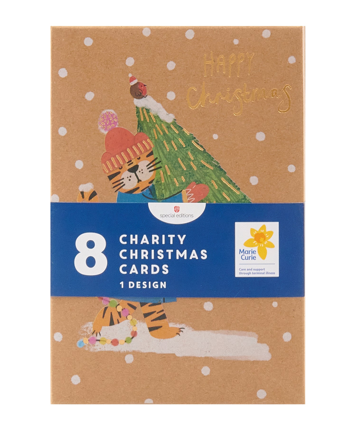 Box of 8 Festive Tiger Marie Curie Charity Christmas Cards