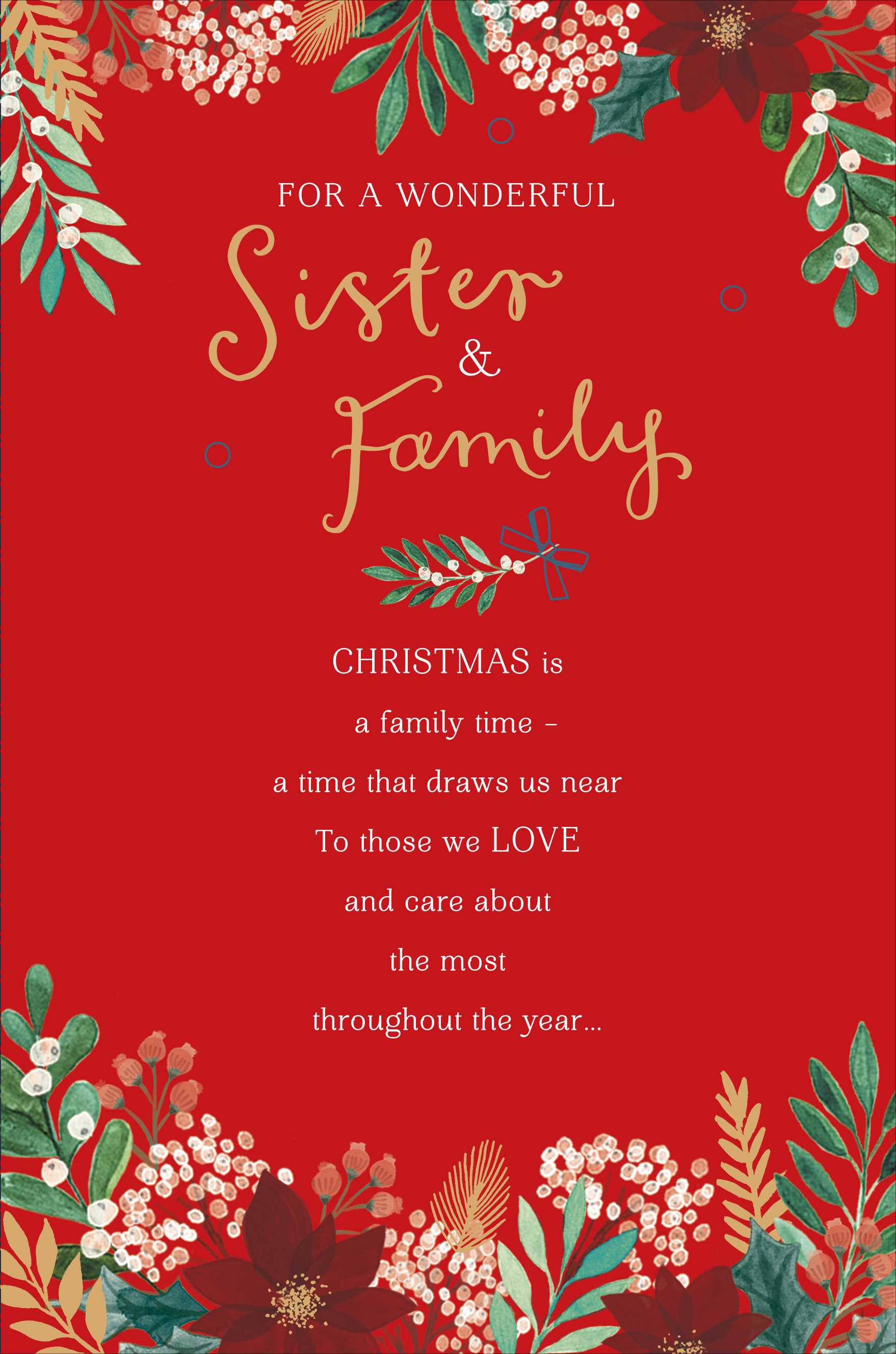 Wonderful Sister & Family Traditional Christmas Greeting Card – Love Kate's