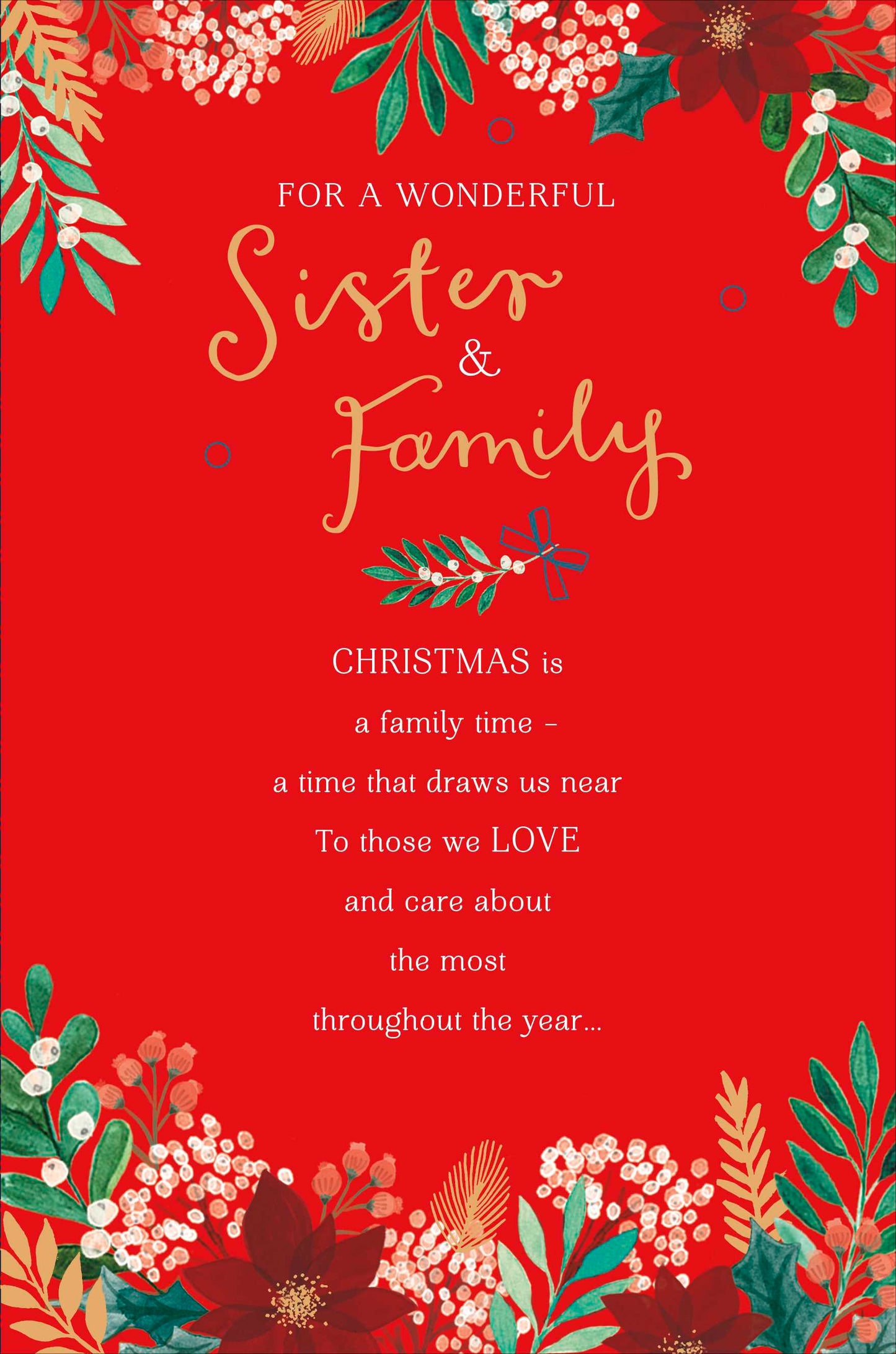 Wonderful Sister & Family Traditional Christmas Greeting Card