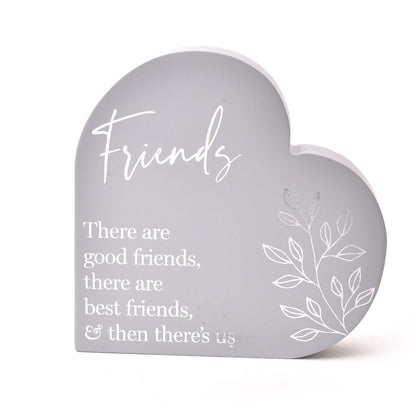 "Friends" Sentimental Moments Grey Heart Shaped Plaque