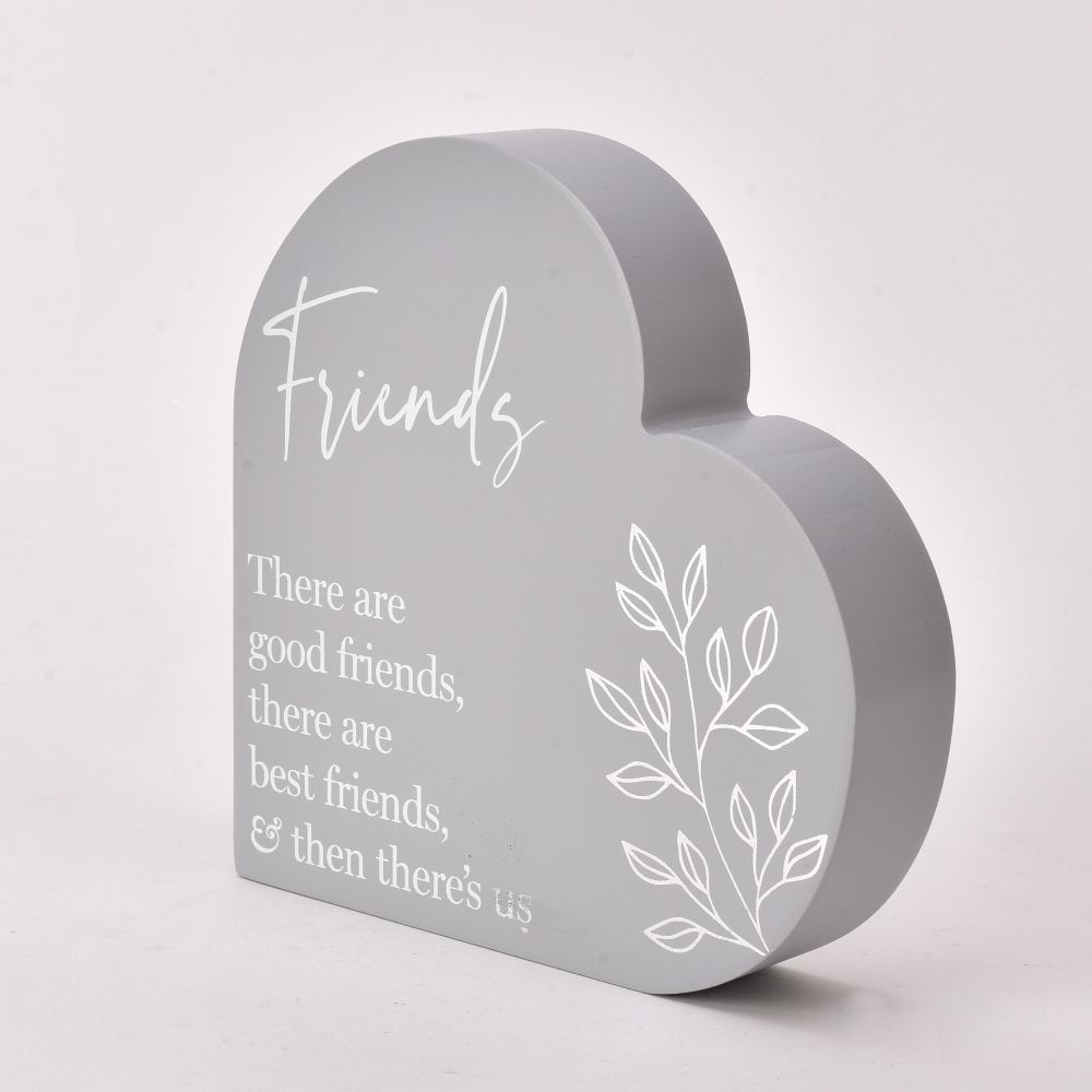 "Friends" Sentimental Moments Grey Heart Shaped Plaque