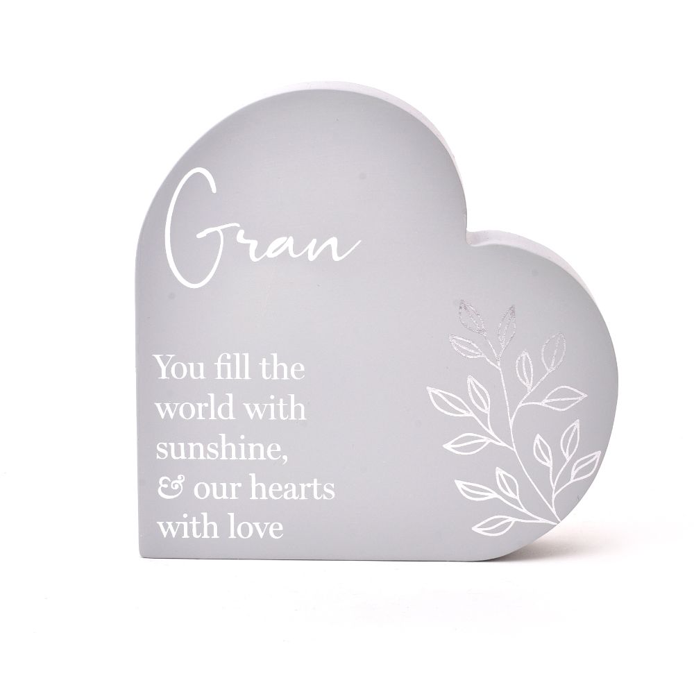 "Gran" Sentimental Moments Grey Heart Shaped Plaque