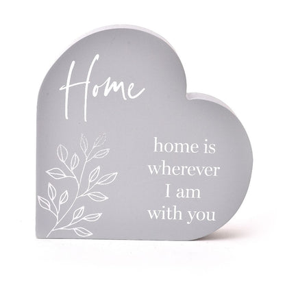 "Home" Sentimental Moments Grey Heart Shaped Plaque