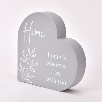 "Home" Sentimental Moments Grey Heart Shaped Plaque