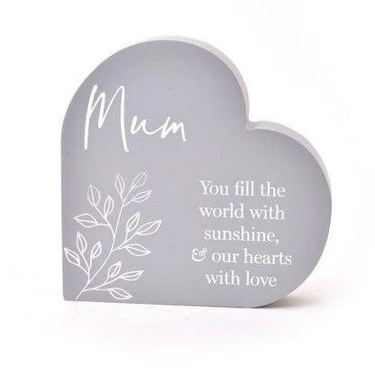 "Mum" Sentimental Moments Grey Heart Shaped Plaque