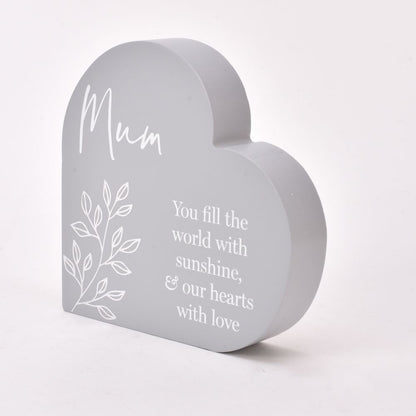 "Mum" Sentimental Moments Grey Heart Shaped Plaque