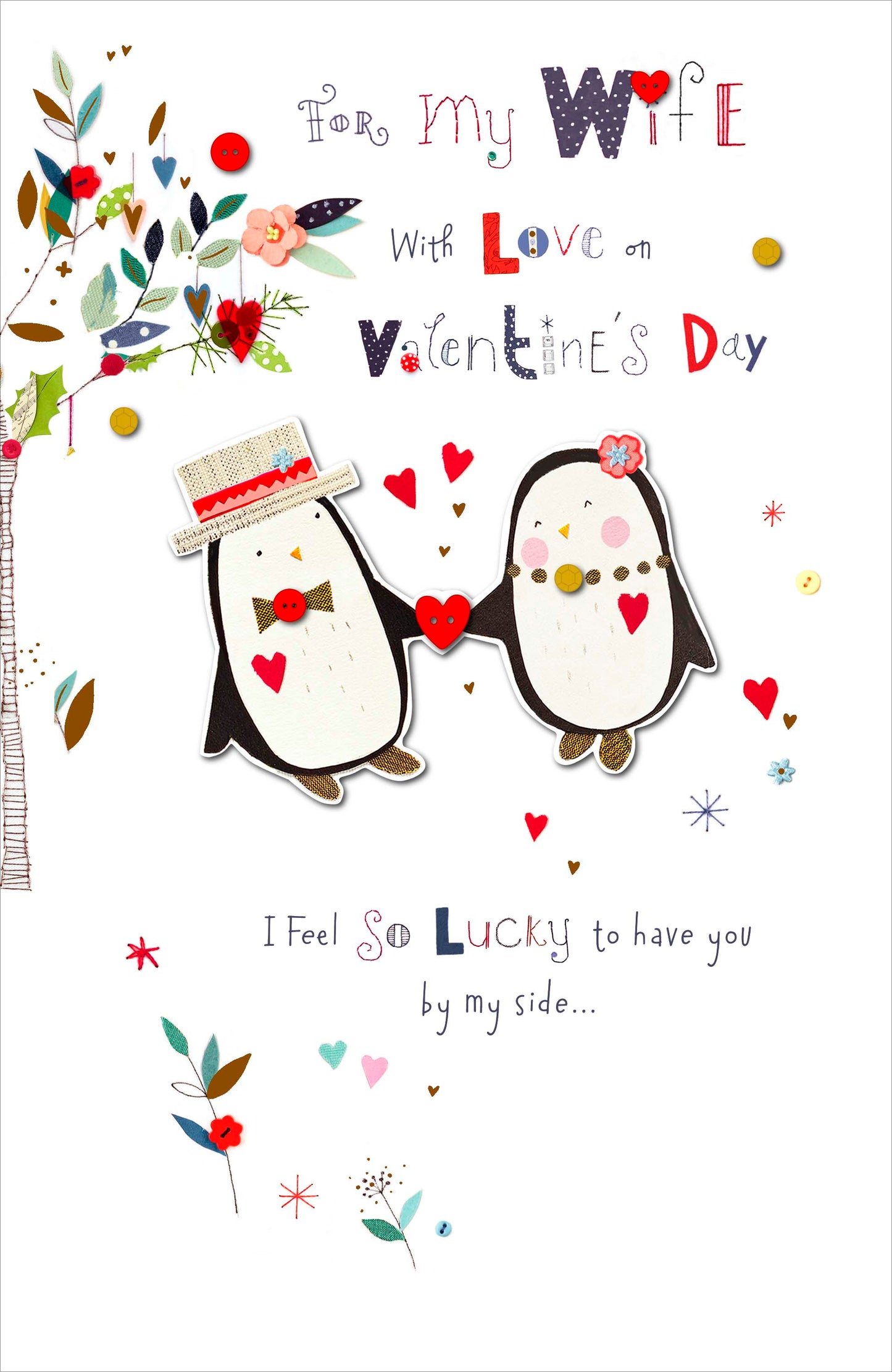 For My Wife With Love Embellished Valentine's Day Card