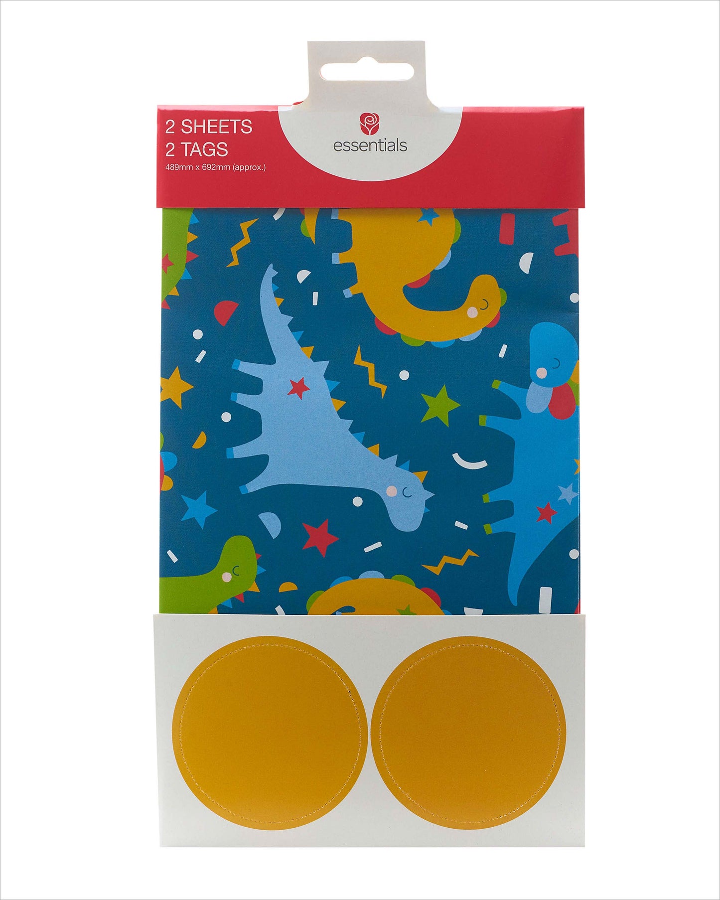 Blue Dinosaur Themed Gift Wrap Pack Contains 2 Sheets & Tags