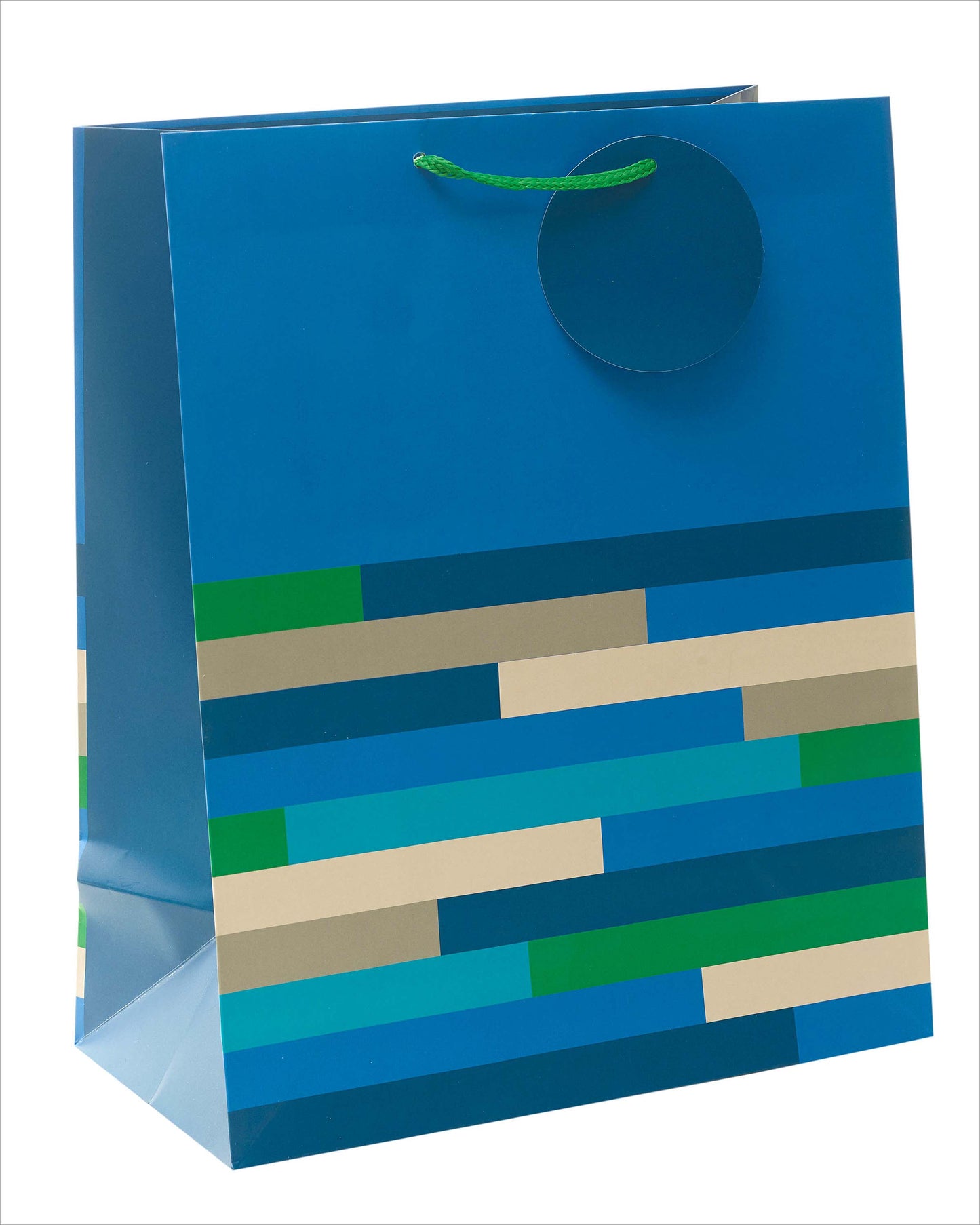 Blue Geo Patterned Large Gift Bag With Tag