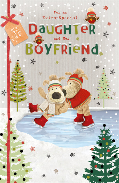 Boofle Embellished Daughter & Boyfriend Christmas Greeting Card