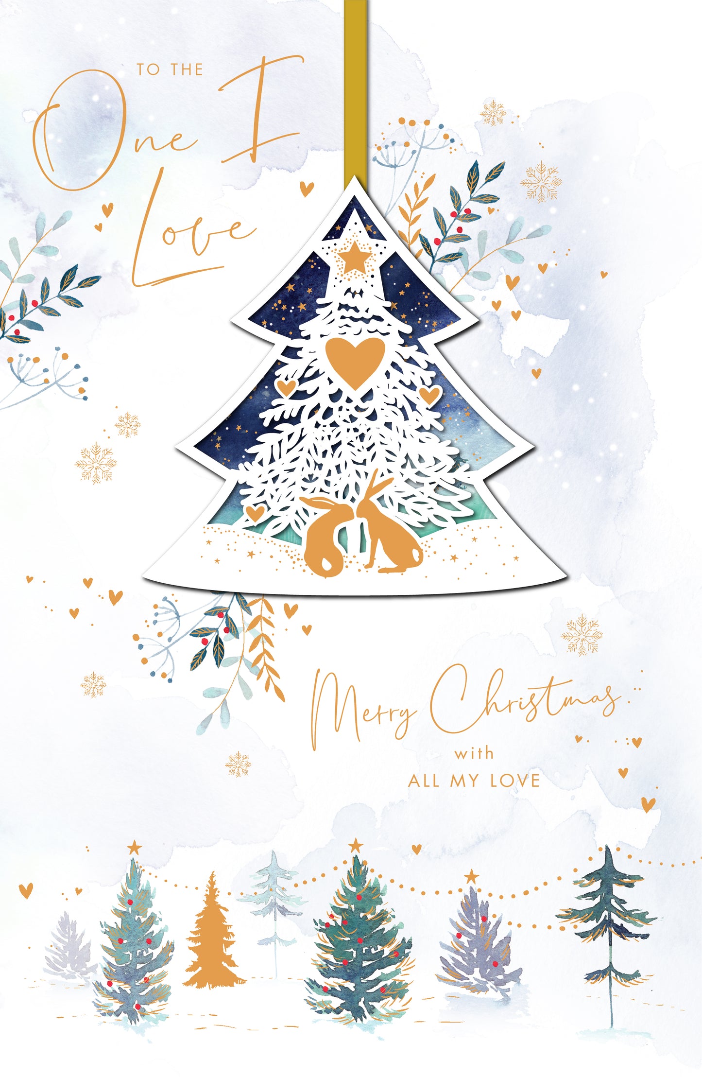 The One I Love Xmas Tree Foiled & Embellished Christmas Card