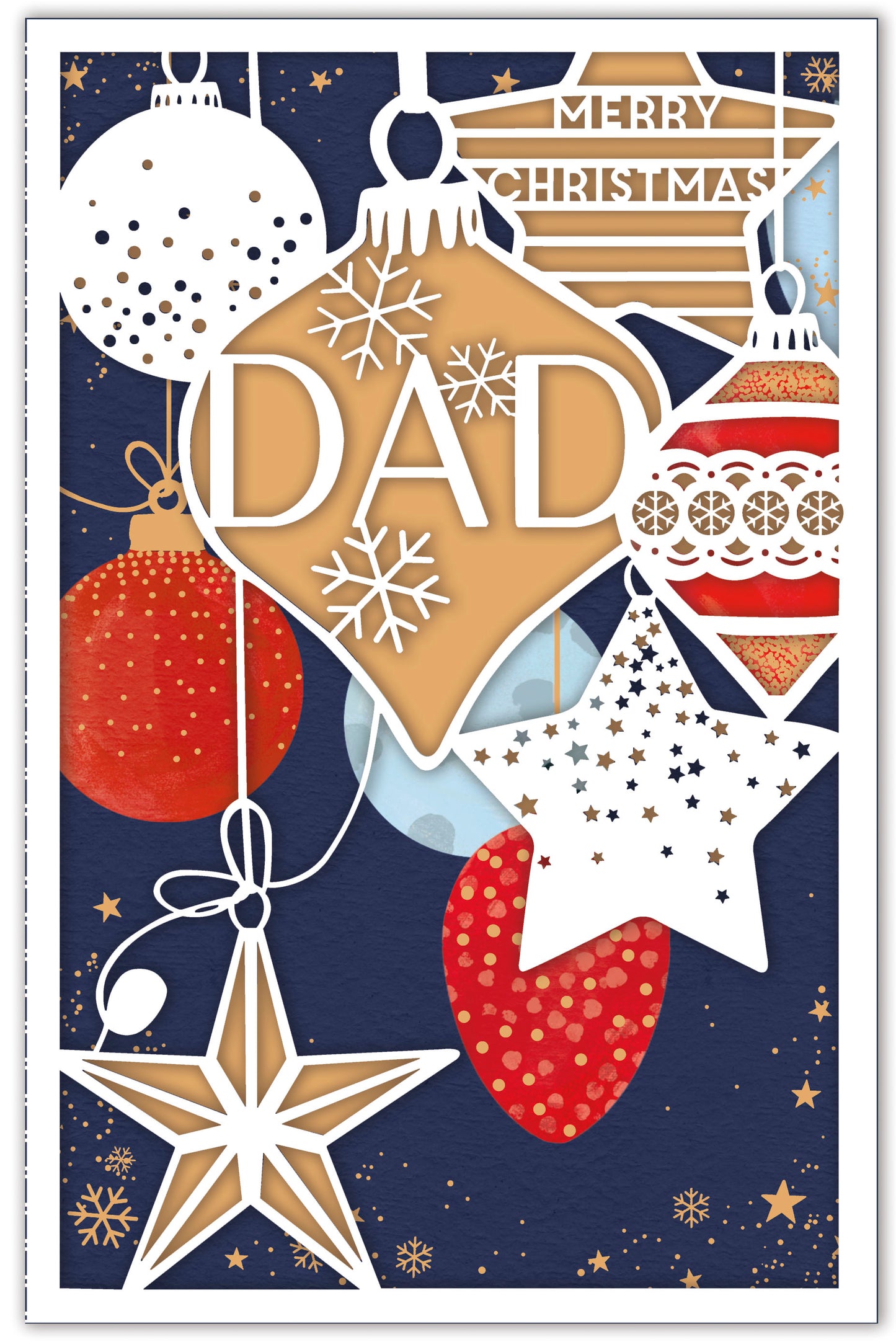 Merry Christmas Dad 3D Cut Out Gold Foiled Christmas Card