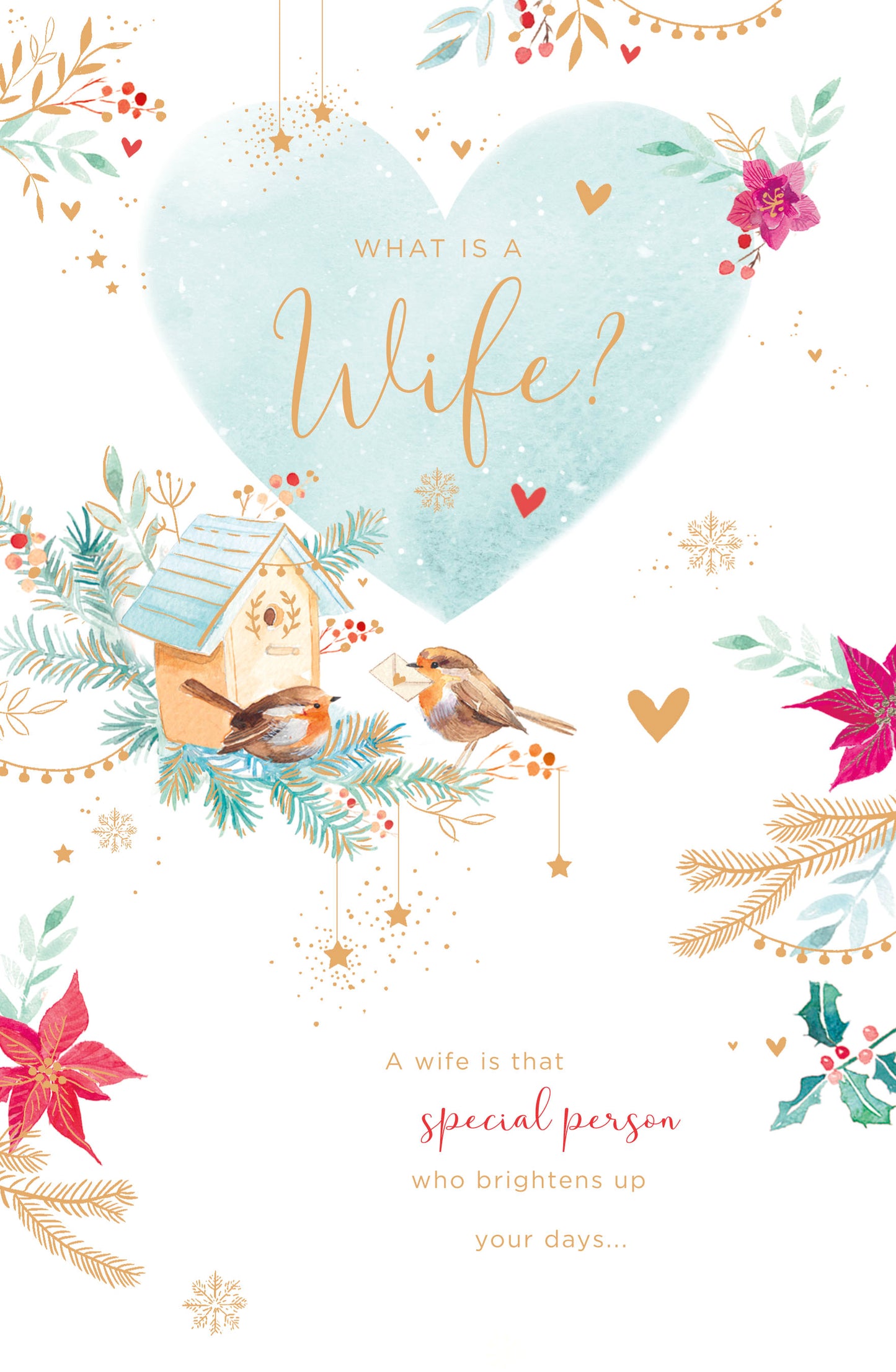 A Wife Who Brightens Your Days Gold Foiled Christmas Card