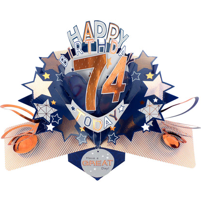 Happy 74th Birthday 74 Today Pop-Up Greeting Card