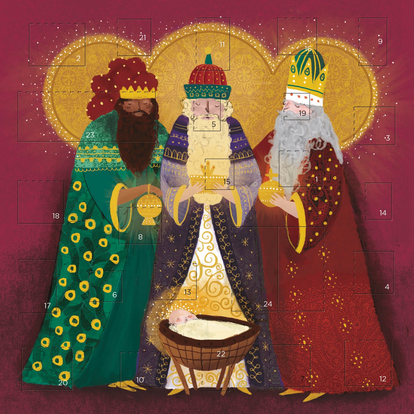 We Three Kings Bearing Gifts Advent Calendar Christmas Card