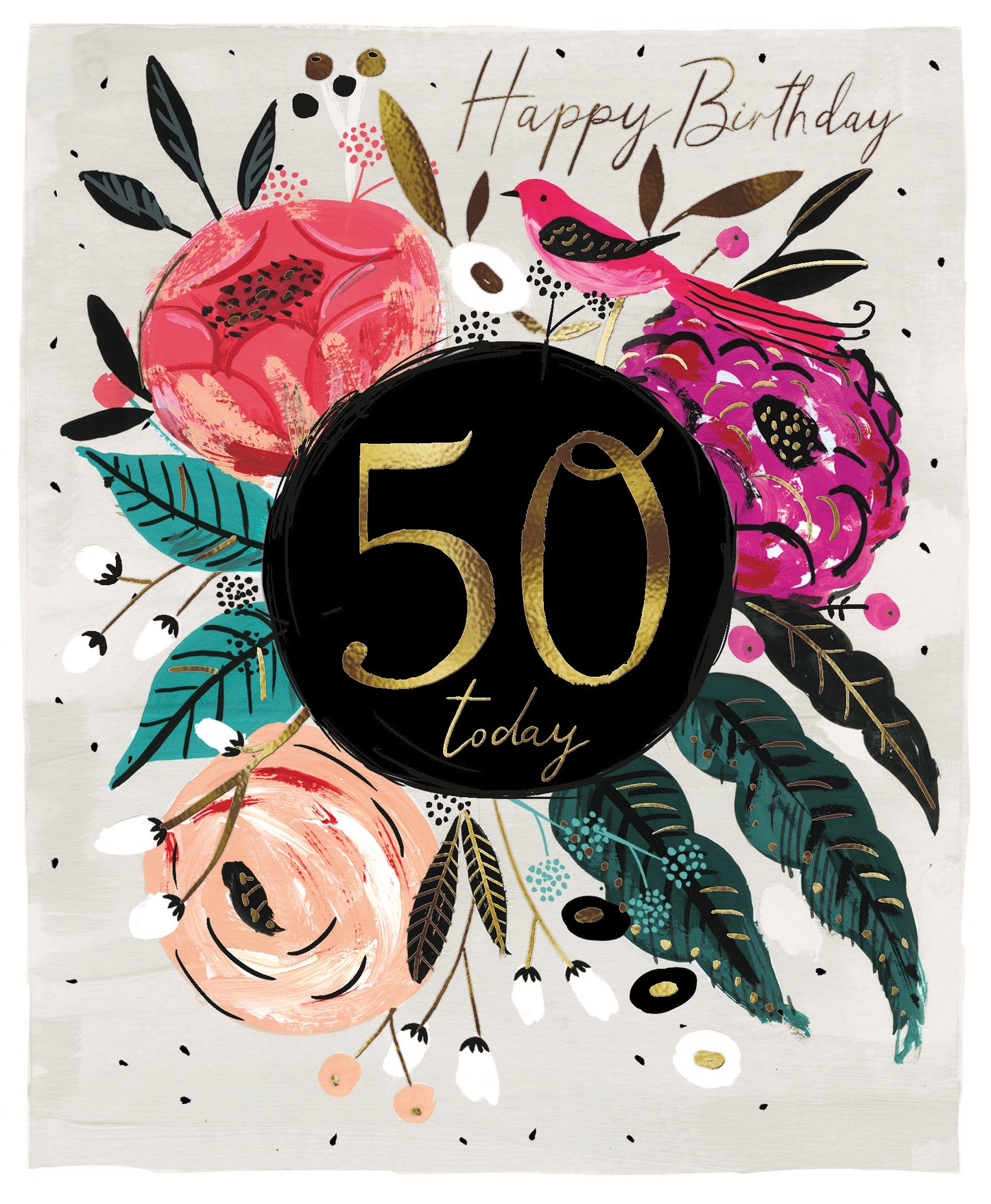 Happy Birthday 50 Today Floral 50th Birthday Greeting Card