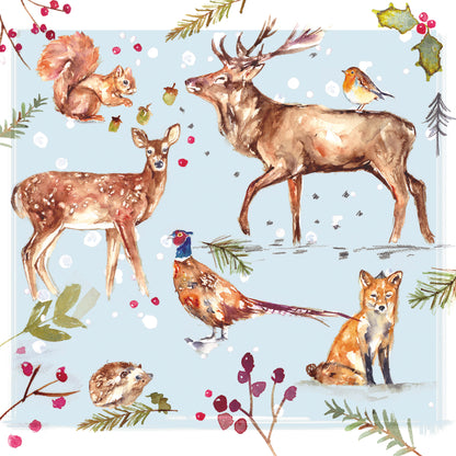 Pack of 8 Festive Woodland Wildlife Charity Christmas Cards