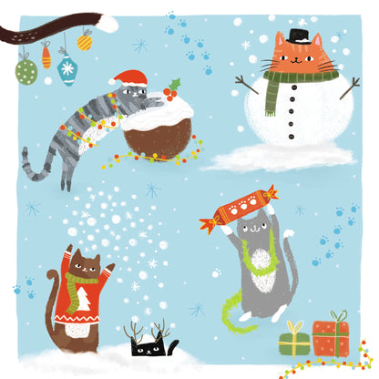 Pack of 8 Festive Christmas Cats Charity Christmas Cards