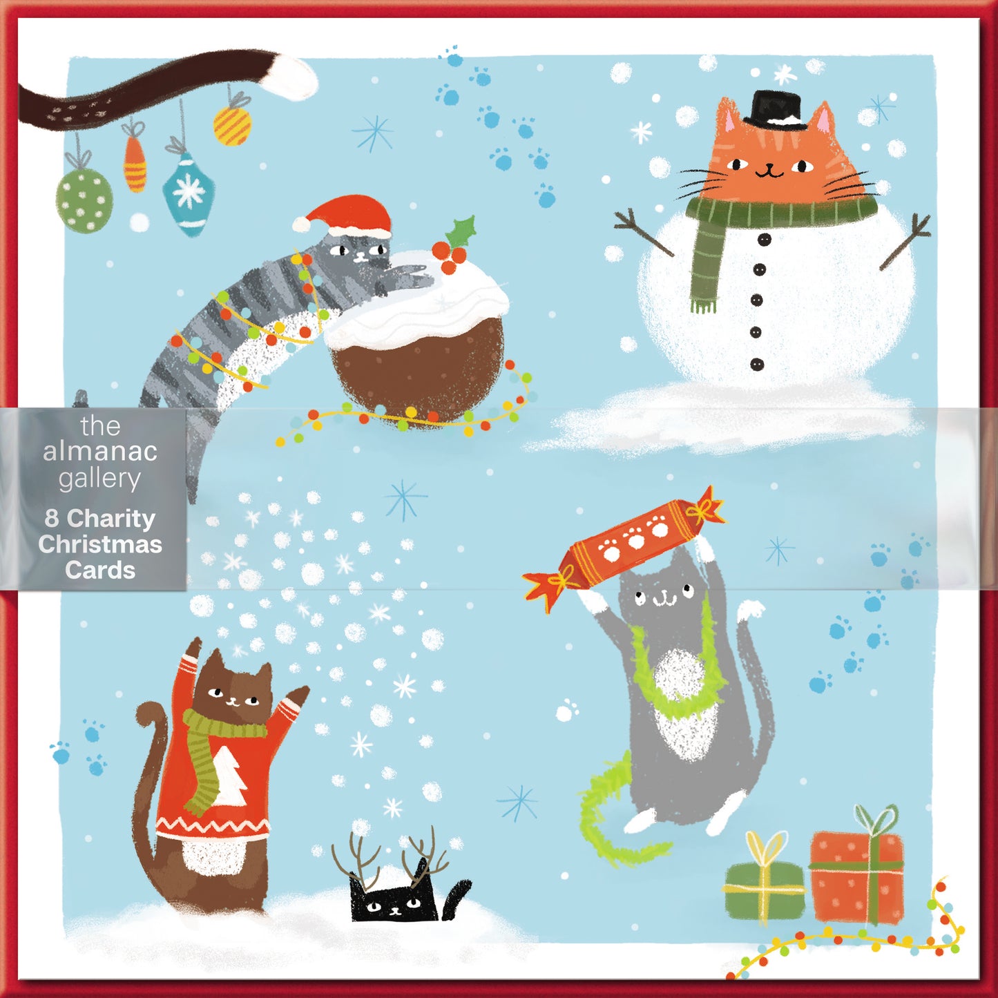 Pack of 8 Festive Christmas Cats Charity Christmas Cards