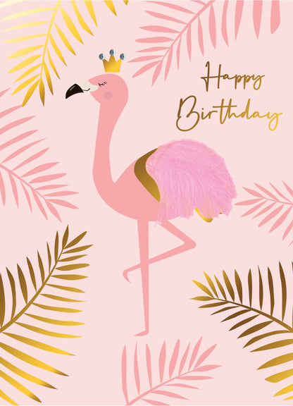 Happy Birthday Flamingos Embellished Birthday Greeting Card
