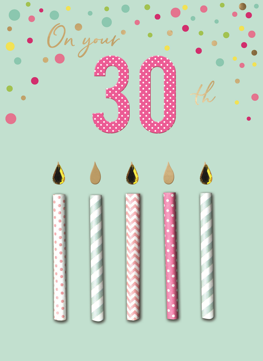 On Your 30th Birthday Candles Embellished Birthday Greeting Card