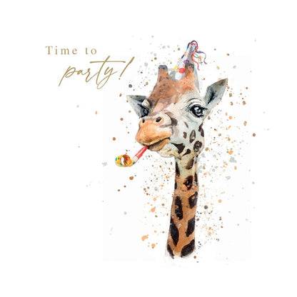 Time to Party! Giraffe Watercolour Birthday Greeting Card