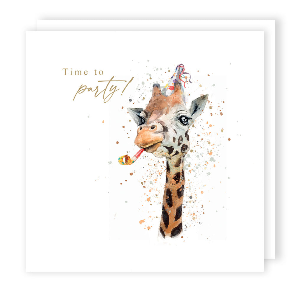 Time to Party! Giraffe Watercolour Birthday Greeting Card