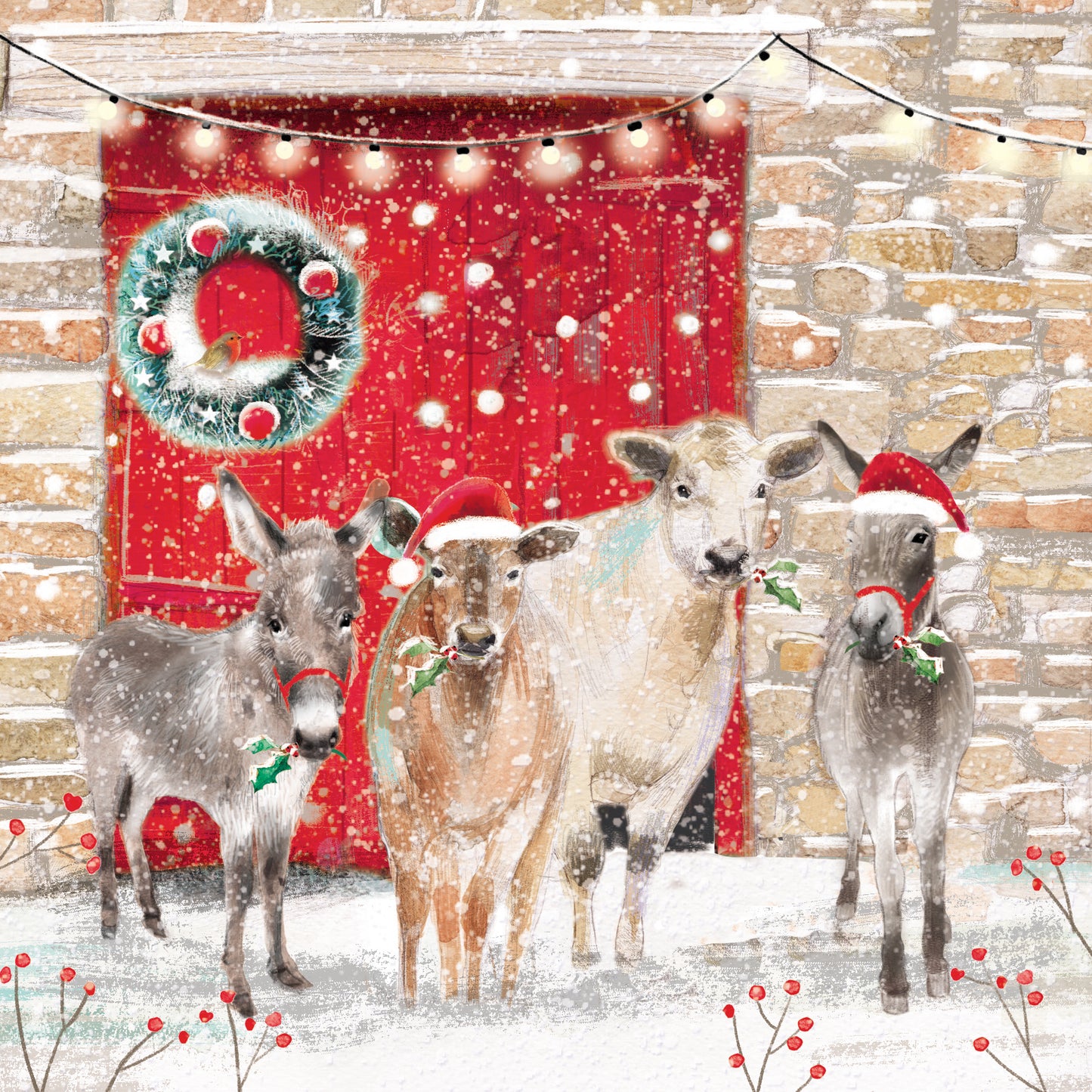 Box of 16 Farmyard Animals Luxury Christmas Cards In 4 Designs