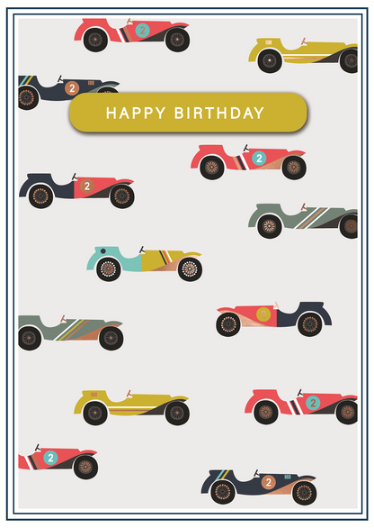 Happy Birthday Racing Car Embellished Birthday Greeting Card