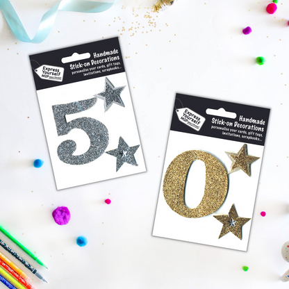 Silver Large Number 6 DIY Greeting Card Toppers