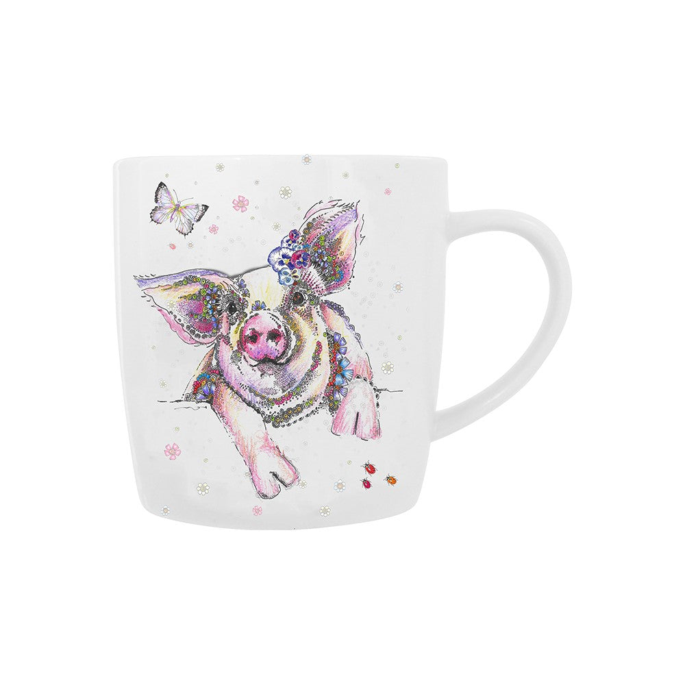 Doodleicious Artistic Pig Fine China Mug In A Gift Box