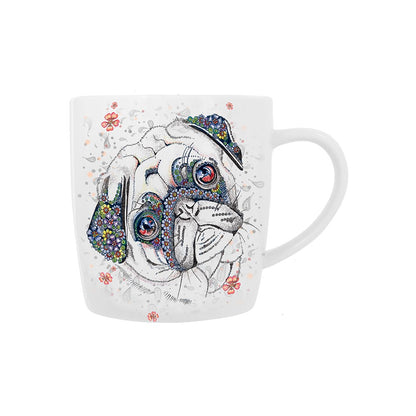 Doodleicious Artistic Pug Fine China Mug In A Gift Box