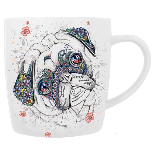 Doodleicious Artistic Pug Fine China Mug In A Gift Box