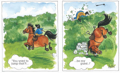 Horse Doesn't Jump High Hedge Alison's Animals Cartoon Greeting Card