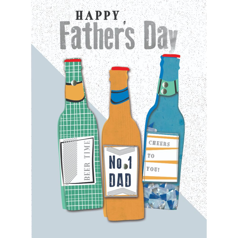 No1 Dad Beer Time Embellished Father's Day Card