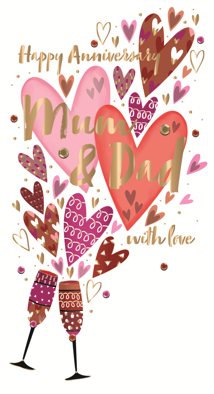 Mum & Dad Embellished Anniversary Greeting Card