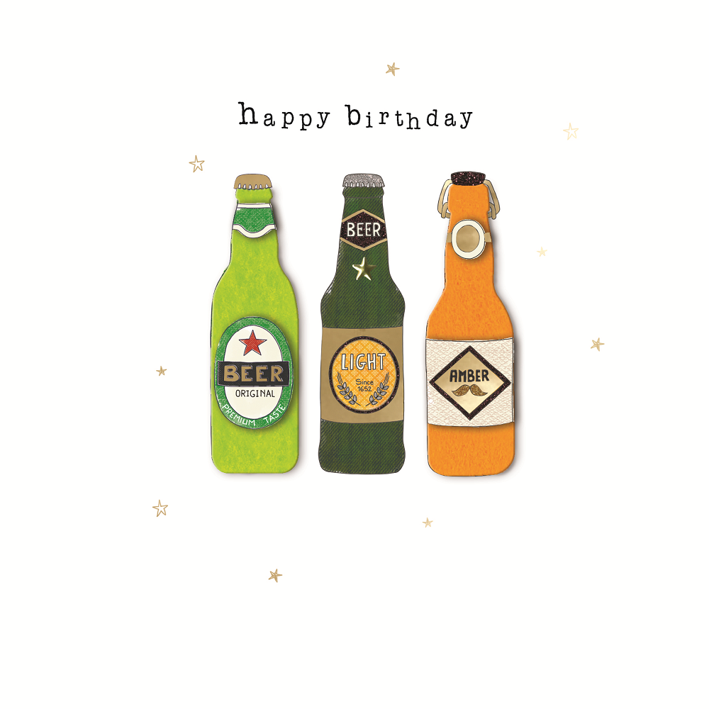 Hand-Finished Birthday Beer Bottles Birthday Greeting Card – Love Kate's