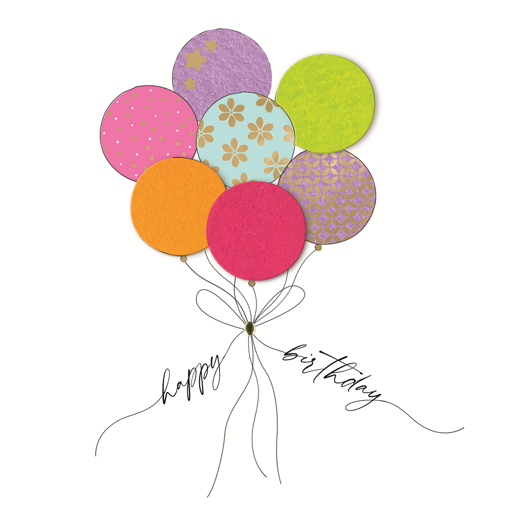 Hand-Finished Birthday Balloons Felt Birthday Greeting Card – Love Kate's