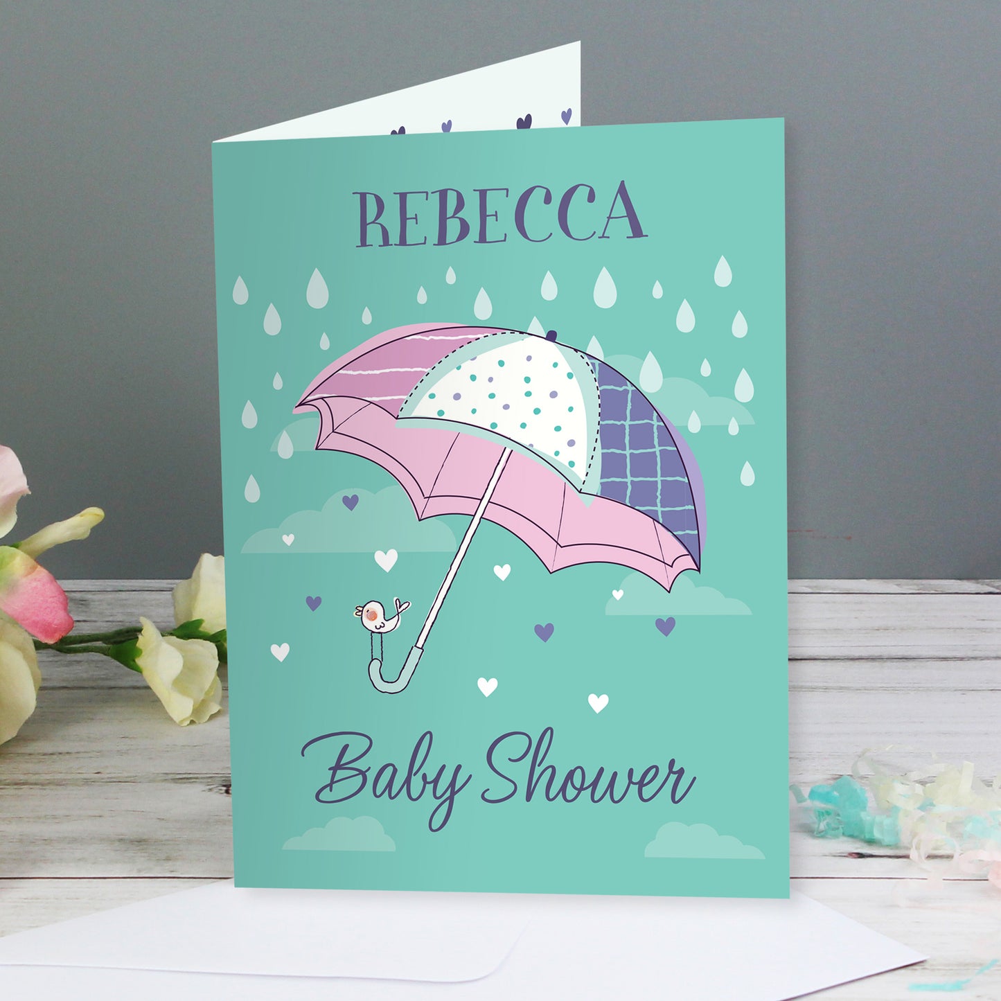 Personalised Baby Shower Umbrella Card Add Any Name - Personalise It!
