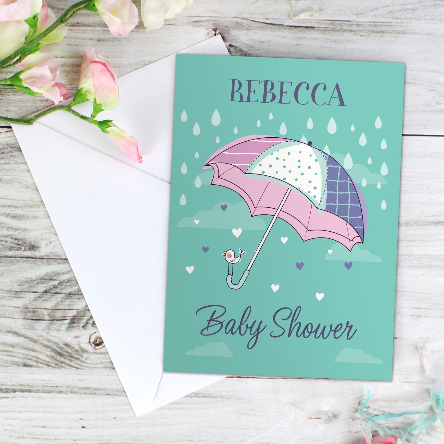 Personalised Baby Shower Umbrella Card Add Any Name - Personalise It!